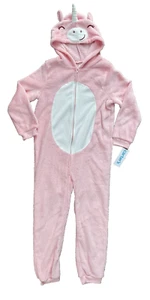 Carter's Girl's Fleece Hooded Zip Up Jumpsuit, Pink Unicorn, Size 7 - Picture 1 of 1