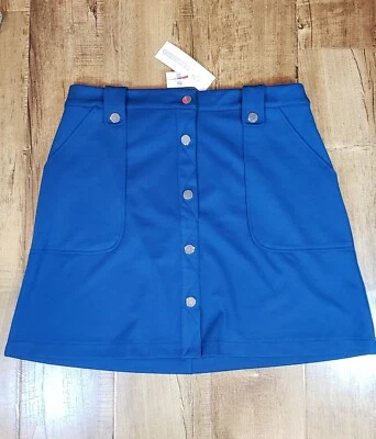 NEW NY & Co 7th AVE DESIGN STUDIO Skirt Women 12 Teal Stretch Full Button - Image 1 of 4