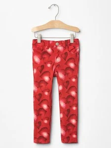 Baby GAP Girls Serious Stretch Heart Mini Skinny Jeans Red 3T 4T 3 4 NWT $35 - Picture 1 of 1