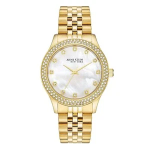 Anne Klein 12/7742MPGB All Stainless Steel Gold-Tone Watch with Mother-of-Pearl - Picture 1 of 4
