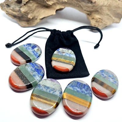 7 chakras pouce inquiet palmier gemme premium cristal collé plat naturel et p... - Photo 1/4