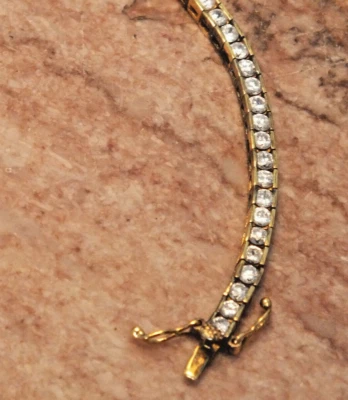 Pulsera TENIS de plata de ley 925 oro VERMEIL 7,5" Circonita Cúbica CL 16 gramos Foto 1 de 4