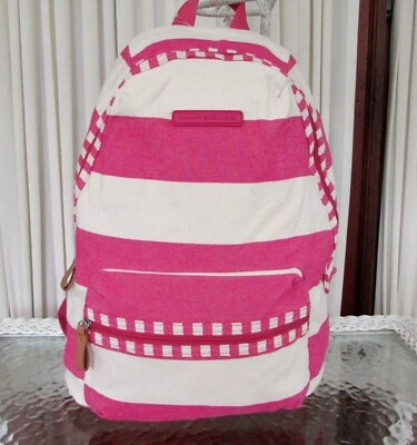 Tommy Hilfiger Mochila Lona Rosa Rugby Rayas Natural Nueva Con Etiquetas Foto 1 de 4