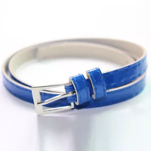 Ladies Women Fashion Skinny Thin Faux Leather Waist Belt Adjustable Soft Skater⟡ - Picture 1 of 32