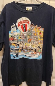 Vintage Amsterdam destination tee shirt 90s single stitch Psychedelic fractal - Picture 1 of 11
