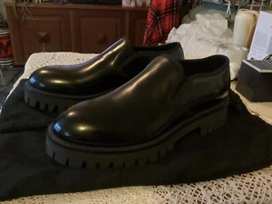 DOLCE & GABBANA black Patent Leather Chunky Rubber Sole Shoes Size 8 ITALY - Picture 1 of 12