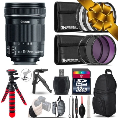 Canon 10-18mm IS STM + MACRO, UV-CPL-FLD Filter + Monopad - 32GB Accessory Kit - Image 1 of 4