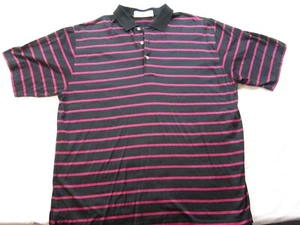 Fairway & Greene Herren Golf Polo Große Schwarz Streifen Rosa Baumwolle Kurzarm - Bild 1 von 6