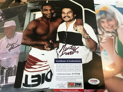 Roberto Duran PSA/DNA COA autograph w/ Mike Tyson signed auto 8x10 NO MAS  - Image 1 of 4