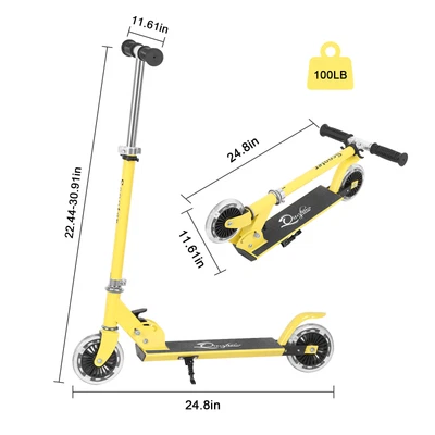 Scooter plegable de 2 ruedas para niños con ruedas con iluminación LED Scooter Foto 1 de 4