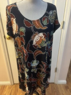Dress Barn Multicolor Floral Career/Casual Midi Short Sleeve Dress 1X - Image 1 of 4