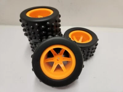4 Knex Tires Large 3.5" Trekker All Terrain Orange Wheels - K'nex Parts (f2) - Image 1 of 3