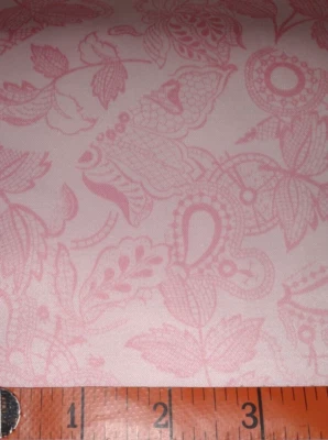 1.5 Yard 58" Wide Floral Paisley Pink on Pink Print Satin Fabric - Image 1 of 3