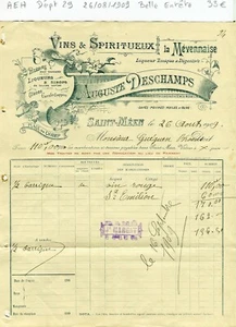 Dépt 29 - Saint Méen Place du Champ - Belle Entête Négoce Vins & Spiritueux 1909 - Bild 1 von 1