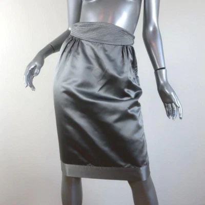 Catherine Malandrino Skirt Silver Satin Size 40 - Image 1 of 4