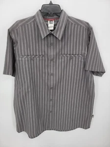 The North Face Shirt Mens XL Gray Stripe Short Sleeve Button Up Outdoor Casual - Picture 1 of 11