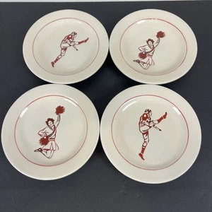 Williams-Sonoma Vintage Football Snack Dessert Salad 7-1/8” Plates Set of 4 - Picture 1 of 5