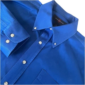Alexander Julian Men’s Large Button Down Shirt Royal Blue Long Sleeve Vintage - Picture 1 of 9