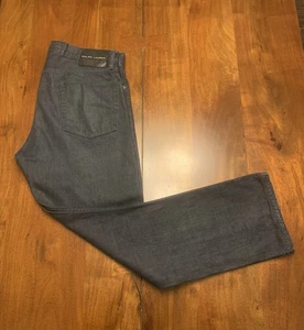 Ralph Lauren Black Label Jeans Mens 36x31 Straight Grayish Dark Blue Waxed Denim - Picture 1 of 20