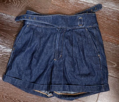 NEW Banana Republic Wrap Buckle Bermuda Shorts Blue Jean Denim Trousers W/TAGS - Image 1 of 4