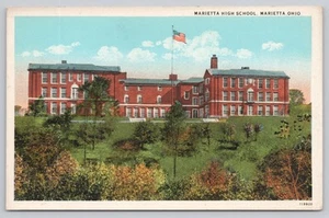 White Border Postcard Marietta High School Ohio - Picture 1 of 2