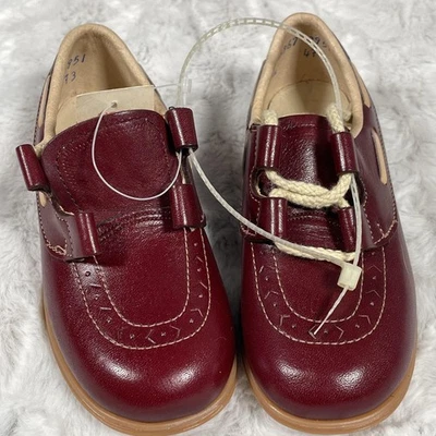 Stride Rite Shoes Kids Size 8 Wide E Burgundy Leather Lace Up Oxford Uniform - Image 1 of 4
