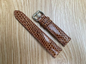 Size 22mm/20mm, Leather/Skin Snake Watch Strap Band Brown, Custom Strap - Picture 1 of 13