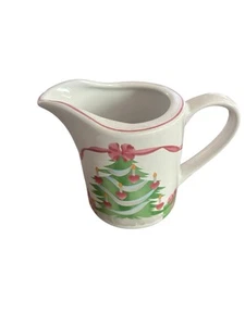 Sango 1992 HOME FOR CHRISTMAS Creamer Vintage Tree Presents Pink Ribbon 4829 Cup - Picture 1 of 3