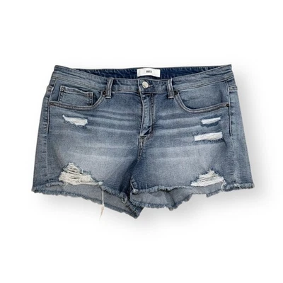 Pantalones Cortos BKE Hebilla Payton Para Mujer 33 Azul Denim Jeans Desgastados Corte 3" Entrepierna Foto 1 de 4