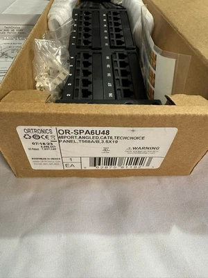 ORTRONICS OR-SPA6U48 Category 6 TechChoice 48 Port Angled Patch Panel Black 1RU - Image 1 of 2