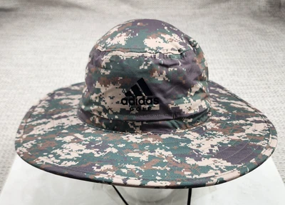 Adidas Golf Hat Boonie Mens L/XL Green Camo Wide Brim Sun Chin Strap Outdoor - Image 1 of 4