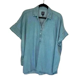 GAP Denim Damen Chambray Kragen Knopfleiste Pullover Shirt helle Waschung XXL EUC - Bild 1 von 16