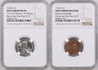 UNIQUE 1974 S LINCOLN CENT MATED PAIR STRUCK BY 2 U.S. CENT OBVERSE DIES NGC