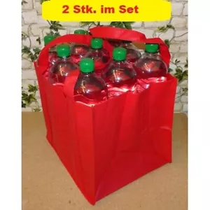 2 x Flaschenträger für 9 Flaschen Bottlebag Flaschentasche rot 27cm im Set NEU - Bild 1 von 4