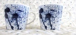 2 tazze porcellana Royal Doulton Pacific blu/bianco Londra 1815 porcellana splatter - Foto 1 di 8