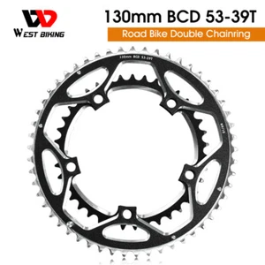 WEST BIKING Road Bike 130mm BCD 39/53T Double Chainring Tooth Plate Black - Picture 1 of 12