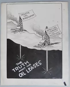 La verdad sobre los arrendamientos al óleo, arte original de dibujos animados políticos Frank Kettlewell años 20 - Imagen 1 de 1