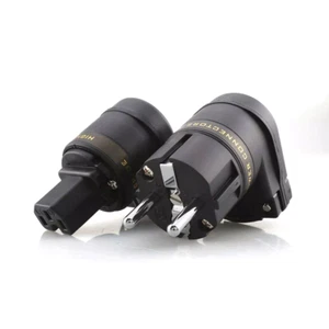 Pair Rhodium Plated EU SCHUKO Power Plug Right Angle Connector IEC C15 Female - Afbeelding 1 van 9