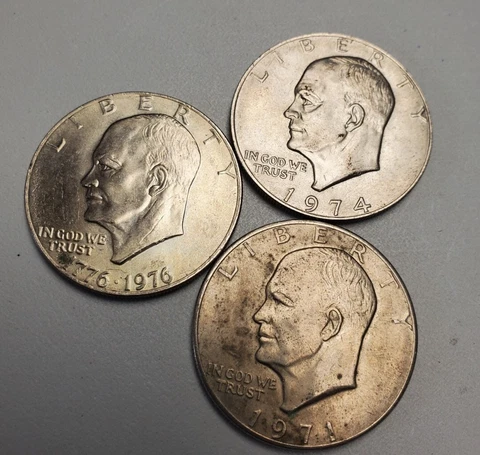 1970s Eisenhower Silver Dollars - Lot of 3 ESTATE SALE FIND HUGE COLLECTION Cover