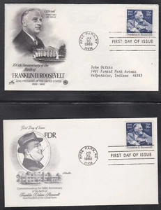 USA 1982 2 FDC WITH CACHETS 100th BIRTHDAY OF PRESIDENT FRANKLIN D ROOSEVELT - Picture 1 of 1