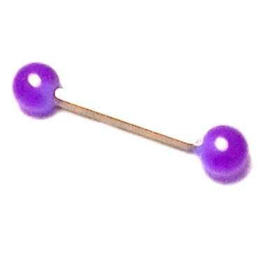 Anel de mamilo língua barbell acrílico/aço calibre 14 5/8" 6mm glitter roxo claro - Imagem 1 de 3