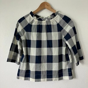 Crewcuts Girls Button-Back Gingham Top Size 14 Ruffle Preppy Classic Nautical - Picture 1 of 9