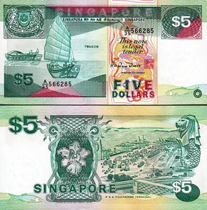 Singapore 5 Dollars 1997, UNC, P-35, Chinese Lion - Picture 1 of 3