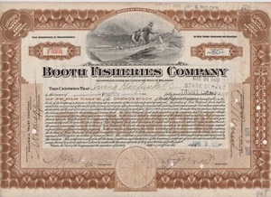 Certificado de stock de Booth Fisheries Company 1921 - Imagen 1 de 2