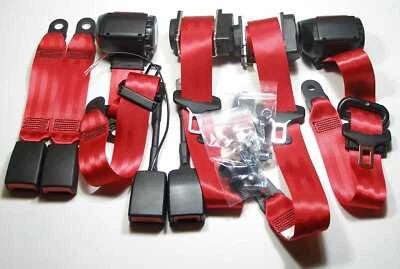 Set of 4 NEW indian-red Porsche 911 993 / 964 TRW / REPA FRONT / REAR SEAT BELTS - Image 1 of 4