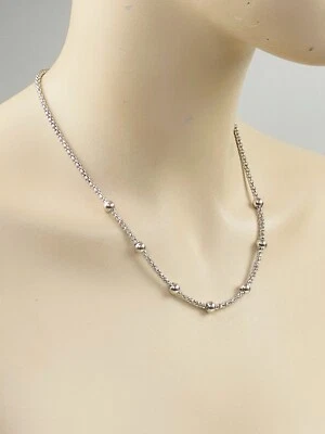 Collar MILOR de Plata de Ley 925 Cadena y Estación de Bolas Hecho en Italia 17 pulgadas Foto 1 de 4
