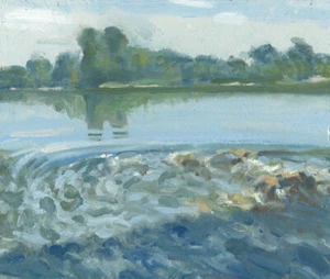 ORIGINAL MICHAEL RICHARDSON "Water Under The Bridge" Normandy sea OIL PAINTING - Picture 1 of 1