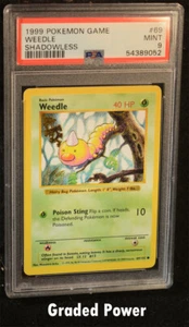 Pokemon Base Set Unlimited Shadowless Weedle SHADOWLESS PSA 9 (9052) #69 - Picture 1 of 2