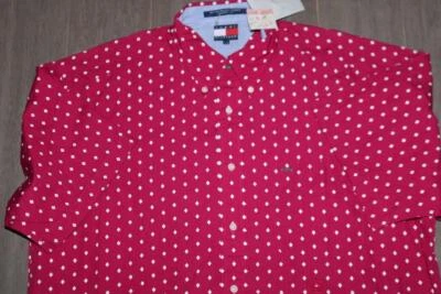 VINTAGE 90s TOMMY HILFIGER MENS DOT DIAMOND PINK BUTTON DOWN SHIRT LARGE NEW NWT - Image 1 of 4