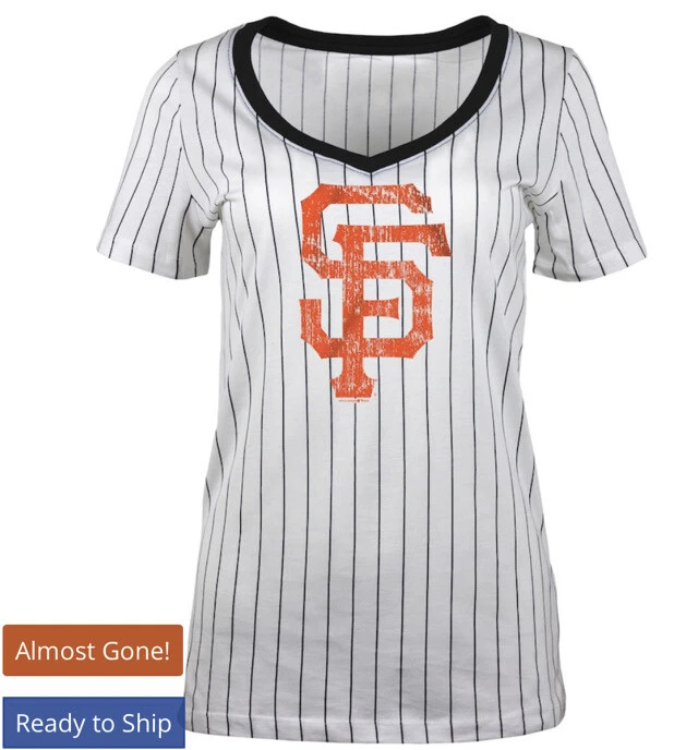 San Francisco Giants 5th & Ocean New Era Women's Baby Jersey Pinstripe Ringer  - Image 1 of 1